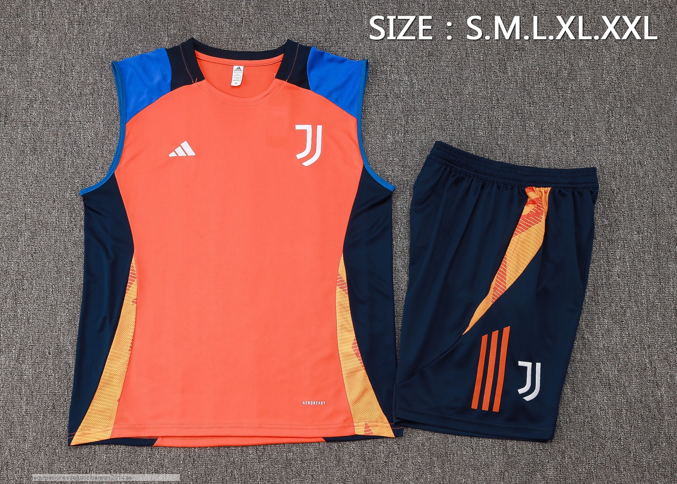 Nuevo Entrenamiento Sin Mangas Conjunto Completo Juventus 24/25 Naranja Azul Baratas